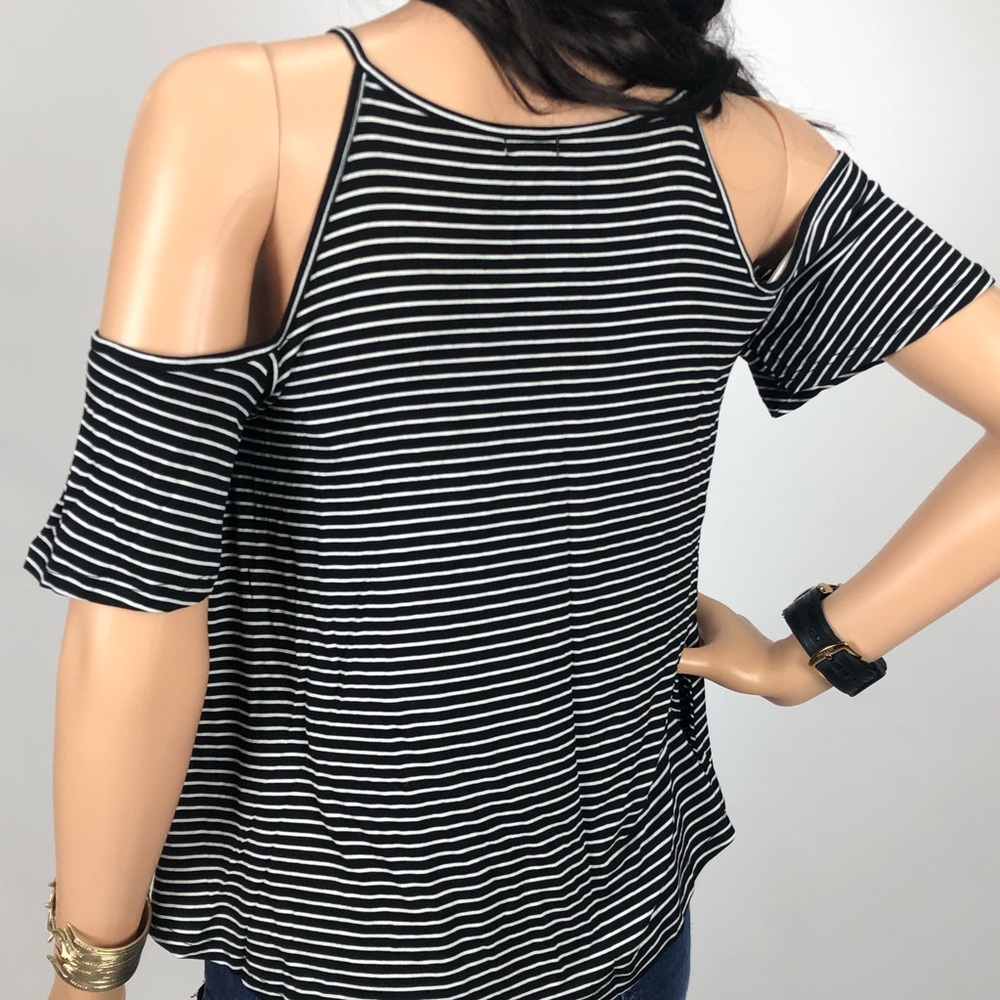 Garage Black/white striped Cold Shoulder Top “S” - Picture 3 of 4